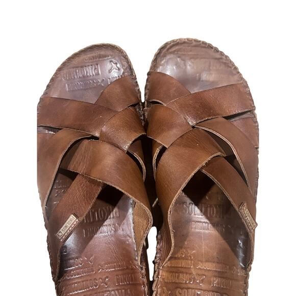 Pikolinos Men’s Brown Leather Slide Sandals Woven Comfort Shoes EU 41 US8 main image 9